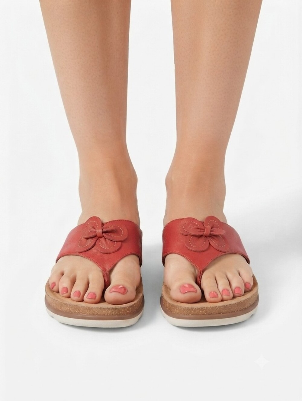 Clarks Leather Flower Thong Sandals Cushioned 8.5 Red - Picture 11 of 16